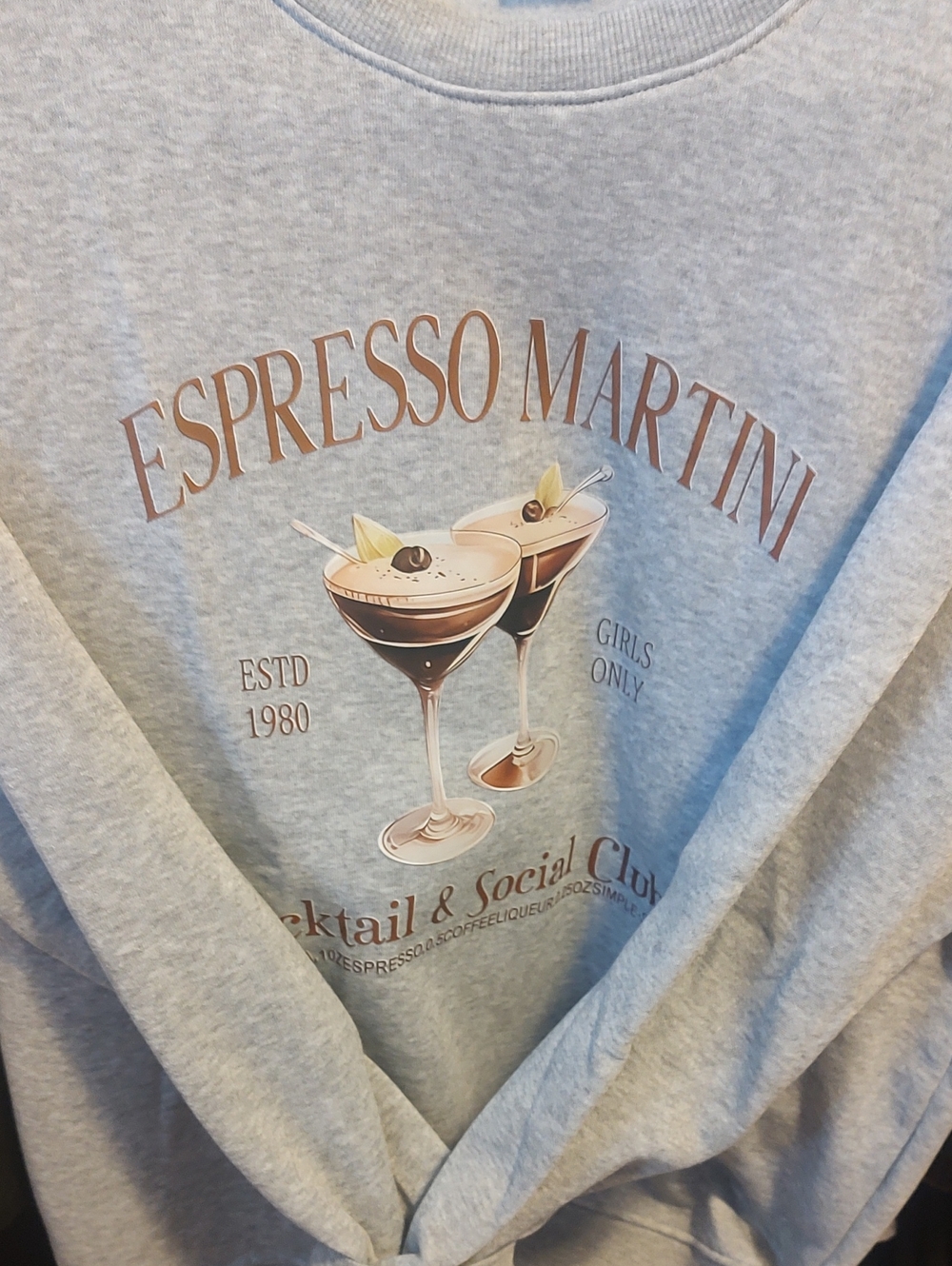 Espresso Martini Graphic Sweatshirt - Light Gray Women’s Pullover